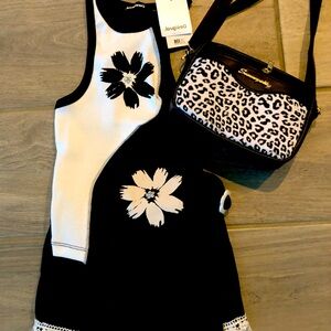 Desigual Black and White tank top and skirt outfit.